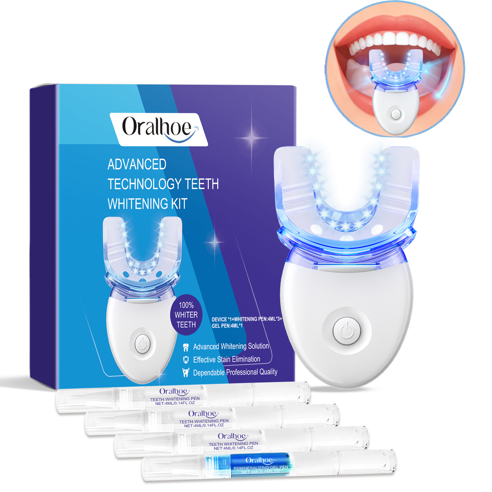 Teeth Whitening Session - Professionelles LED-Lichtset zur Zahnaufhellung mit 4-fachem